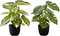 Monarch Specialties Rowan 12-1/2”H Artificial Plants With Pots, 12-1/2”H x 12”W x 12”D, Green, Set Of 2 Plants 1 thumbnail image