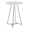 LumiSource Cece Canary Contemporary Glam Counter Table, 36”H x 27”W x 27”D, Chrome/White