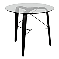 LumiSource Trilogy Glass And Wood Round Dinette Table, 30-1/2”H x 34”W x 34”D, Black