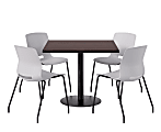 KFI Studios Proof Cafe Pedestal Table With Imme Chairs, Square, 29”H x 42”W x 42”W, Cafelle Top/Black Base/Light Gray Chairs
