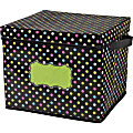 Teacher Created Resources Decorative Storage Bin With Lid, Medium Size, 10 1/2" x 13" x 12", Chalkboard Brights