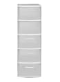 Inval By MQ Resin Storage Cabinets, 5 Drawers, 39"H x 13"W x 15"D, White/Clear, Pack Of 2 Cabinets