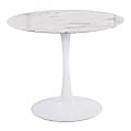 LumiSource Pebble Modern Table, 29-3/4”H x 36-1/4”W x 36-1/4”D, White/White Marble