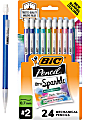 BIC Xtra Sparkle Mechanical Pencils, 0.7mm, #2 Lead, Assorted Barrel Color, Pack Of 24