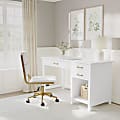 Martha Stewart Hutton Shaker Style Home Office Desk with 2 Side Drawers, White Frame/Polished Brass Hardware 1 thumbnail image