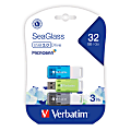 Verbatim® SeaGlass USB 2.0 Flash Drives, 32GB, Assorted Colors, Pack Of 3 1 thumbnail image