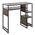 LumiSource Display Farmhouse Metal/Wood Bar-Height Table With Storage Space, 39-1/2"H x 43-1/4"W x 19"D, Walnut/Black