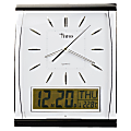 Tatco LCD Inset Rectangular Wall Clock, 14 1/2"H x 11 3/4"W x 2 3/8"D, Black/Silver
