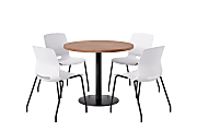KFI Studios Midtown Pedestal Round  Table Set With Armless Chairs, 31-3/4”H x 22”W x 19-3/4”D, River Cherry Top/Black Base/White Chairs, 840031938893 1 thumbnail image