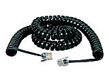 Black Box Telephone Handset Cord Coiled, 12-ft. - Phone line cable - RJ-22 male to RJ-22 male - 12 ft - black 1 thumbnail image