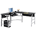 Realspace® Mezza 62"W L-Shape Corner Desk, Black/Chrome