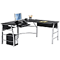 Realspace® Mezza 62"W L-Shape Corner Desk, Black/Chrome 1 thumbnail image