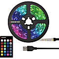 Monster Multi Color LED Light Strip - 6.5ft - 0.3" Height - 0.2" Width - LED Bulb - USB Powered, Adjustable Brightness, Self-adhesive - Black - for Bedroom, Office, Living Room