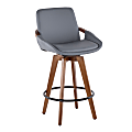 LumiSource Cosmo Counter Stools, Gray Seat/Walnut Frame