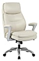 Realspace® Everton Ergonomic Vegan Leather High-Back Executive Chair with Flip-Up Armrests, Beige/Silver, BIFMA Compliant 1 thumbnail image