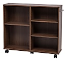 IRIS 26"H 5-Shelf Wide Rolling-Shelf, Dark Brown