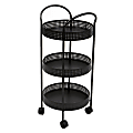 Mind Reader 3-Shelf Steel Utility Cart, 27"H x 12"W x 12"D, Black 1 thumbnail image