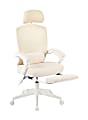 Realspace® Vallori Mesh/Fabric High-Back Chair With Retractable Footrest, Cream/White, BIFMA Compliant 1 thumbnail image