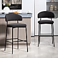 Glamour Home Bennett Upholstered Fabric Barstools With Backs, Black, Set Of 2 Stools 1 thumbnail image