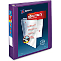 Avery® Heavy-Duty View 3-Ring Binder With Locking One-Touch EZD™ Rings, 1 1/2" D-Rings, 41% Recycled, Purple 1 thumbnail image