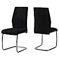 Monarch Specialties Sebastian Dining Chairs, Black Velvet/Chrome, Set Of 2 Chairs