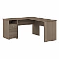 Bush Business Furniture Cabot 60"W L-Shaped Corner Desk With Drawers, Ash Gray, Standard Delivery