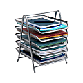 Mind Reader Network Collection 5-Tier Paper Tray File Storage, 14-1/2" H x 14" W x 11-3/4" D, Silver