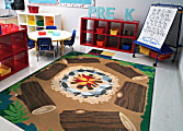 Joy Carpets® Kids' Essentials Rectangle Area Rug, Campfire Fun™, 5-1/3' x 7-33/50', Multicolor