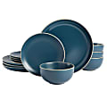 Better Homes And Gardens Zuri Matte 12-Piece Stoneware Dinnerware Set, Carbon Blue 1 thumbnail image