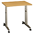 Bush Business Furniture Series C 36" Wide Adjustable Height Mobile Table, Light Oak, Standard Delivery