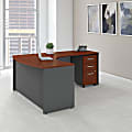 Bush Business Furniture Components 60"W Bow-Front L-Shaped Computer Desk With Return And 3-Drawer Mobile File Cabinet, Hansen Cherry, Standard Delivery