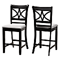 Baxton Studio Chandler Counter Stools, Gray/Espresso Brown, Set Of 2 Stools 1 thumbnail image