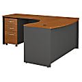 Bush Business Furniture Components 60"W x 43"D Bow Front L Shaped Desk With 36"W Return And 3 Drawer Mobile File Cabinet, Left Handed, Natural Cherry, Standard Delivery 1 thumbnail image