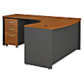 Bush Business Furniture Components 60"W x 43"D Bow Front L Shaped Desk With 36"W Return And 3 Drawer Mobile File Cabinet, Left Handed, Natural Cherry, Standard Delivery
