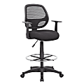 Boss Office Products Commercial-Grade Mesh Stool With Back, Black