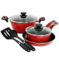 Oster Claybon 7-Piece Aluminum Nonstick Cookware Set, Red 1 thumbnail image