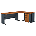 Bush Business Furniture Office Advantage 60W L Shaped Desk With 36W Return And 3 Drawer Mobile File Cabinet, Natural Cherry, Premium Installation 1 thumbnail image