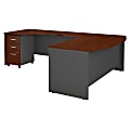 Bush Business Furniture 72W Bow Front L-Shaped Corner Desk With Left Handed Return And 3 Drawer Mobile File Cabinet, Hansen Cherry, Standard Delivery