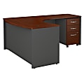 Bush Business Furniture Components 60W x 43D Bow Front L Shaped Desk With 36W Return And 3 Drawer Mobile File Cabinet, Right Handed, Hansen Cherry, Premium Installation