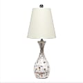 Lalia Home Malibu Curved Mosaic Seashell Table Lamp, 25"H, Cream Shade/Chrome Base