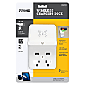Prime Wireless Charging Dock Wall Tap With 2 Outlets And Dual USB Charger, White, PBUWC01