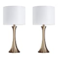LumiSource Lenuxe Contemporary Table Lamps, 24-1/4”H, Gold & Off-White Shade/Gold Base, Set Of 2 Lamps
