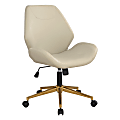 Office Star™ Reseda Ergonomic Faux Leather Mid-Back Office Chair, Cream/Gold