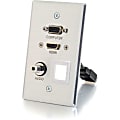 C2G HDMI, VGA, 3.5mm Audio Pass Through Single Gang Wall Plate with One Keystone - Aluminum - Mini-phone/VGA for Audio/Video Device, Notebook, Monitor - 3 ft - 1 x HD-15 Male VGA, 1 x Mini-phone Male Stereo Audio - 1 x HD-15 Male VGA, 1 x Mini-phone Male