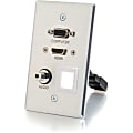 C2G HDMI, VGA, 3.5mm Audio Pass Through Single Gang Wall Plate with One Keystone - Aluminum - Mini-phone/VGA for Audio/Video Device, Notebook, Monitor - 3 ft - 1 x HD-15 Male VGA, 1 x Mini-phone Male Stereo Audio - 1 x HD-15 Male VGA, 1 x Mini-phone Male 1 thumbnail image