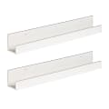 Kate and Laurel Levie Floating Shelf Wall Ledges, 3-1/2"H x 24"W x 3-9/16"D, White, Set Of 2 Ledges