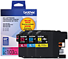 Brother® LC103 Cyan, Magenta, Yellow Ink Cartridges, Pack Of 3, LC1033PKS