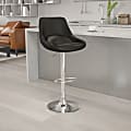 Flash Furniture Contemporary Adjustable Height Swivel Bar Stool With Support Pillow, Black Vinyl/Chrome