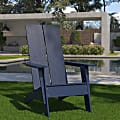 Flash Furniture Sawyer Modern All-Weather Poly Resin Wood Adirondack Chair, Navy