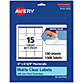 Avery® Permanent Labels With Sure Feed®, 94235-CMF100, Rectangle, 2" x 2-5/8", Matte Clear, Pack Of 1,500 1 thumbnail image